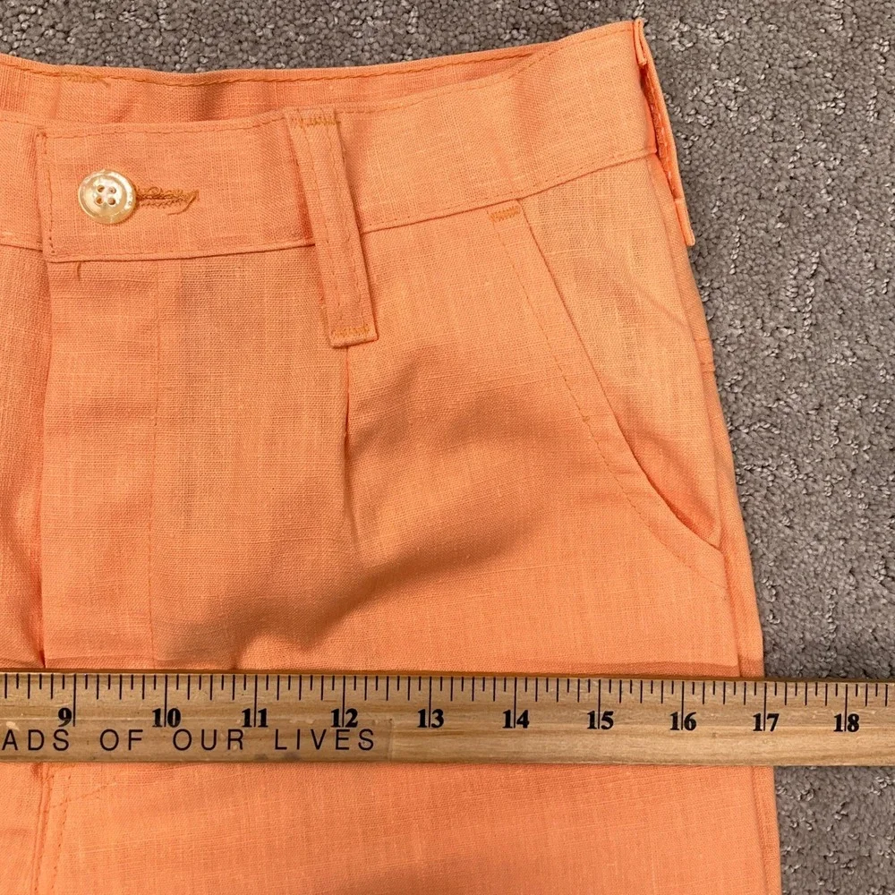 Vintage Pant Suit Women 7/8 Orange Bright Lightweight 70s Disco Summer Wide Leg‎